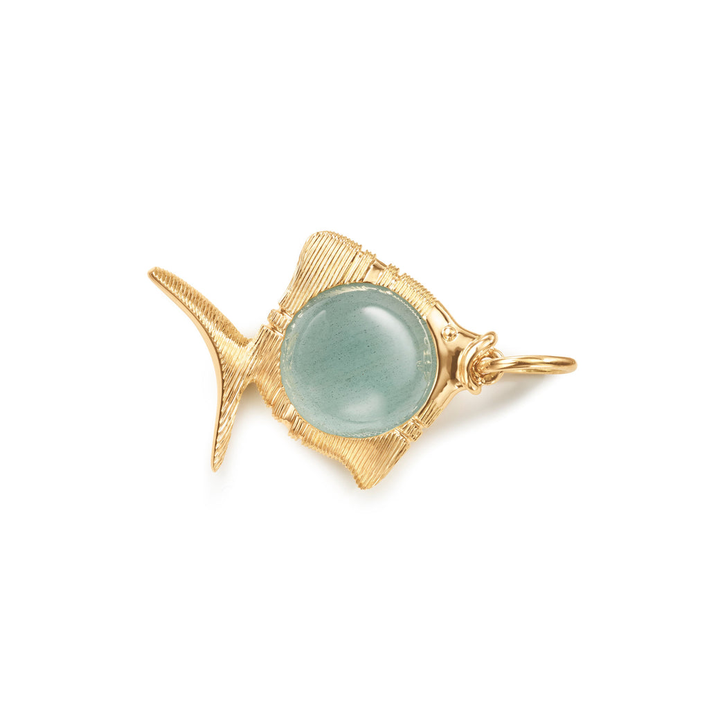 Young Fish 18K Gold Pendant w. Aquamarine