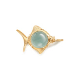 Young Fish 18K Gold Pendant w. Aquamarine