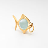 Young Fish 18K Gold Pendant w. Aquamarine