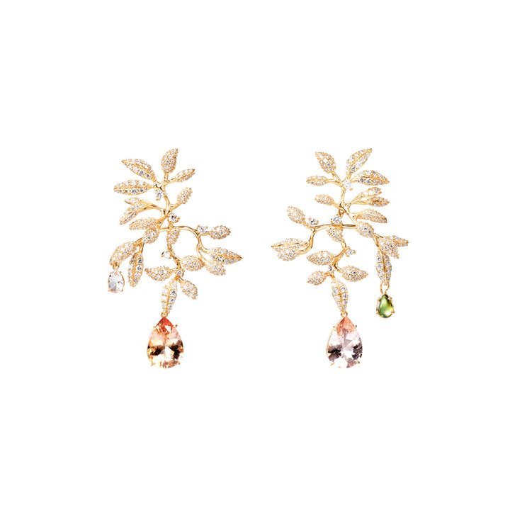 Gipsy 18K Gold Earring w. Diamond & Morganite