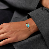 Evil Eye 18K Gold Bracelet w. Tiger's Eye, Onyx, Turquoise & Diamond