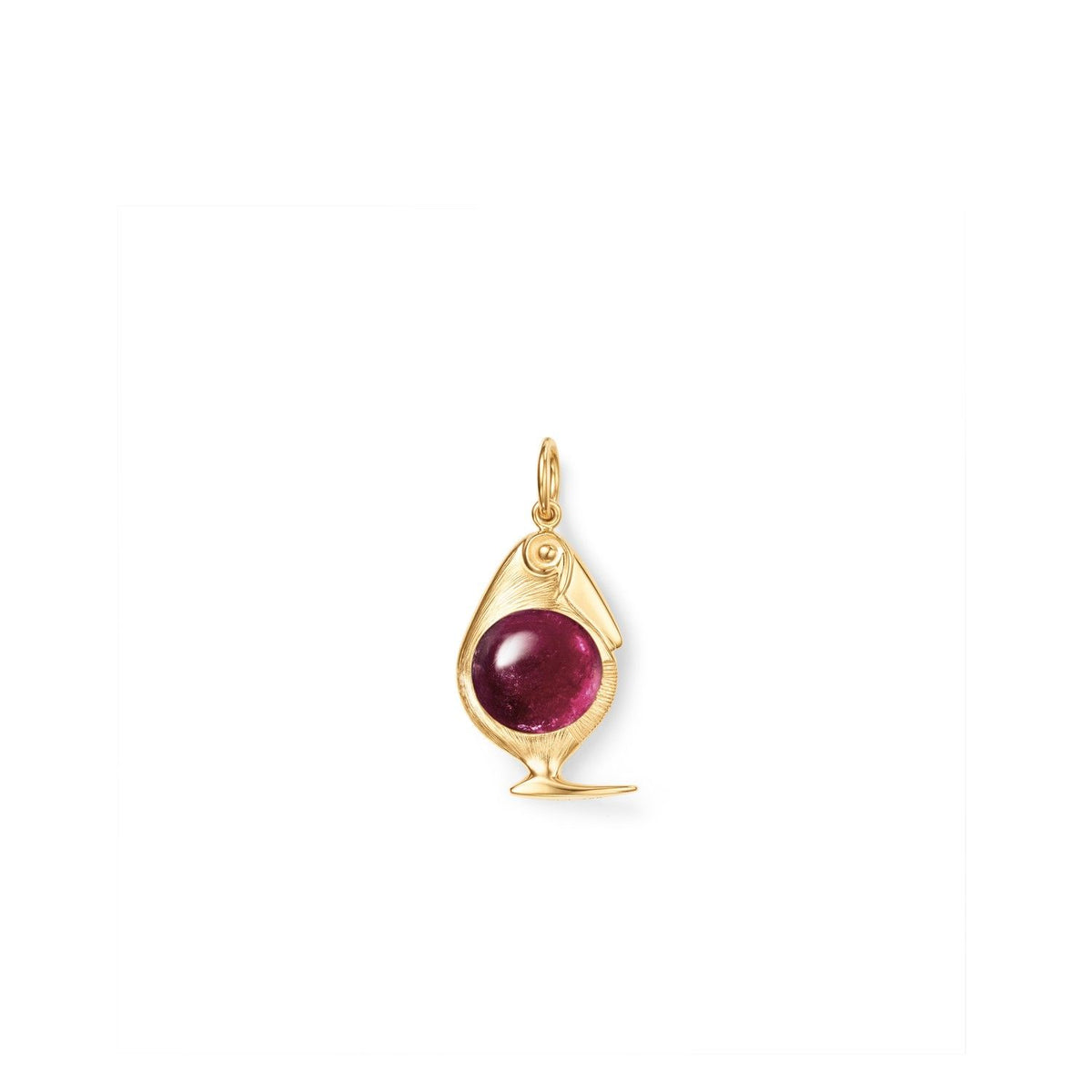 Bird Family 18K Gold Pendant w. Tourmaline