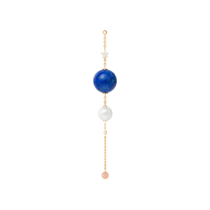 Special Edition 18K Gold Earring-pendant w. Diamond, Amber & Aquamarine