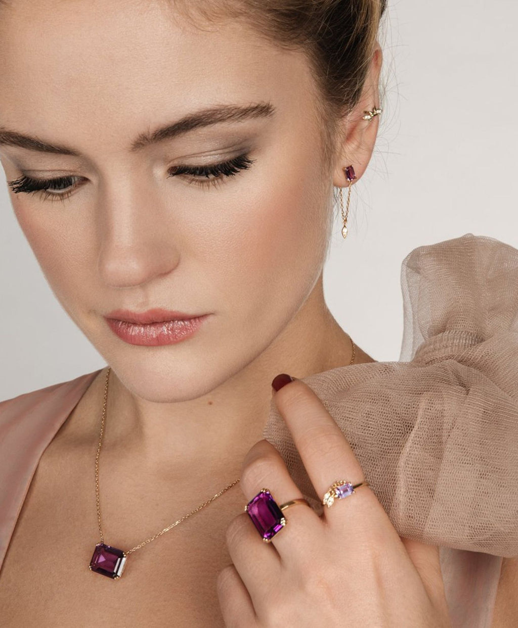 Leaf 14K Whitegold Earring w. Lab-Grown Diamonds