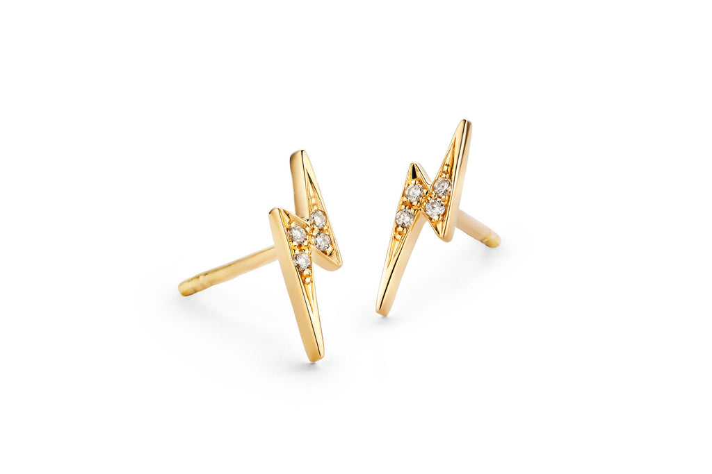 Diamond Lightning 14K Gold Studs