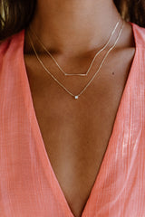 14K Hvidguld Halskæde Halskæde m. 0.11ct Diamant