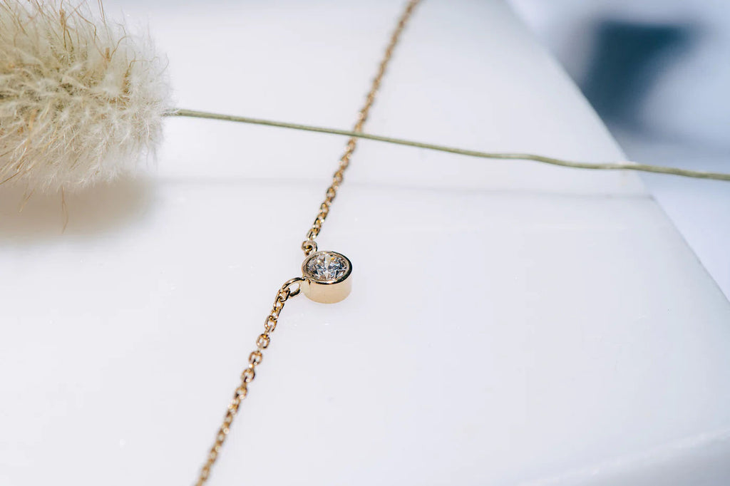 14K Guld Halskæde Halskæde m. 0.11ct Diamant