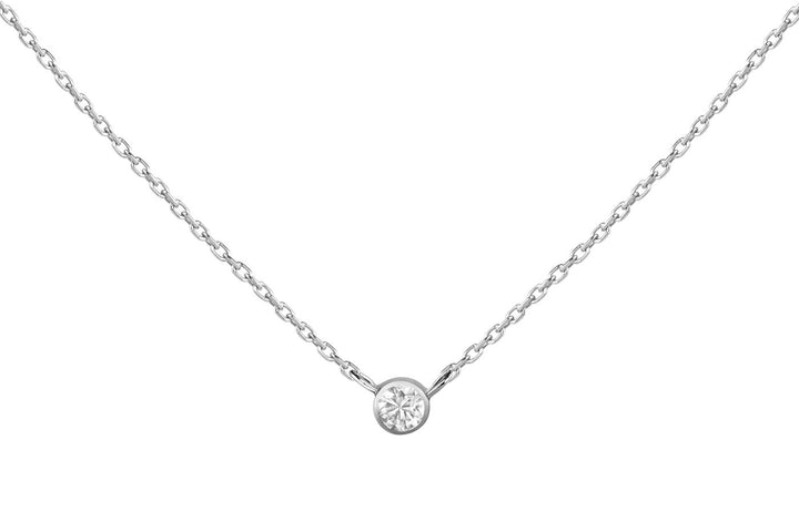14K Hvidguld Halskæde Halskæde m. 0.11ct Diamant