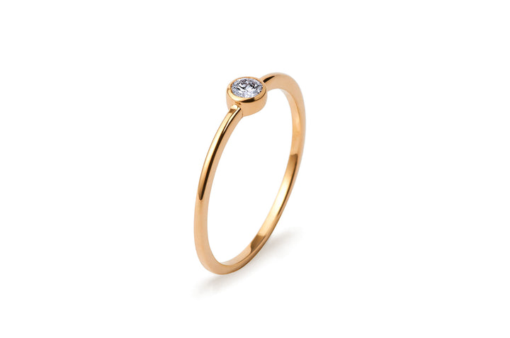 14K Guld Ring m. 0.1ct Diamant