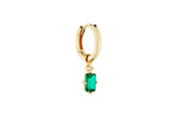 Emerald Hoop Charm 14K Gold Earring-pendant