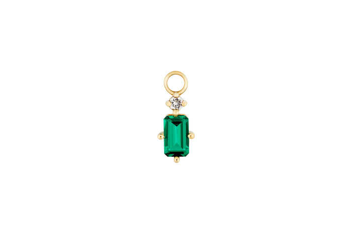 Smaragd Hoop Charm 14K Guld Ørerings-vedhæng