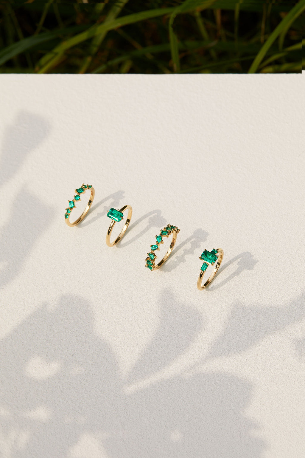Smaragd Solitaire 14K Guld Ring