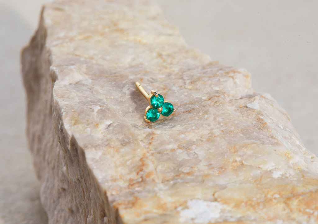 Emerald Trinity 14K Gold Studs