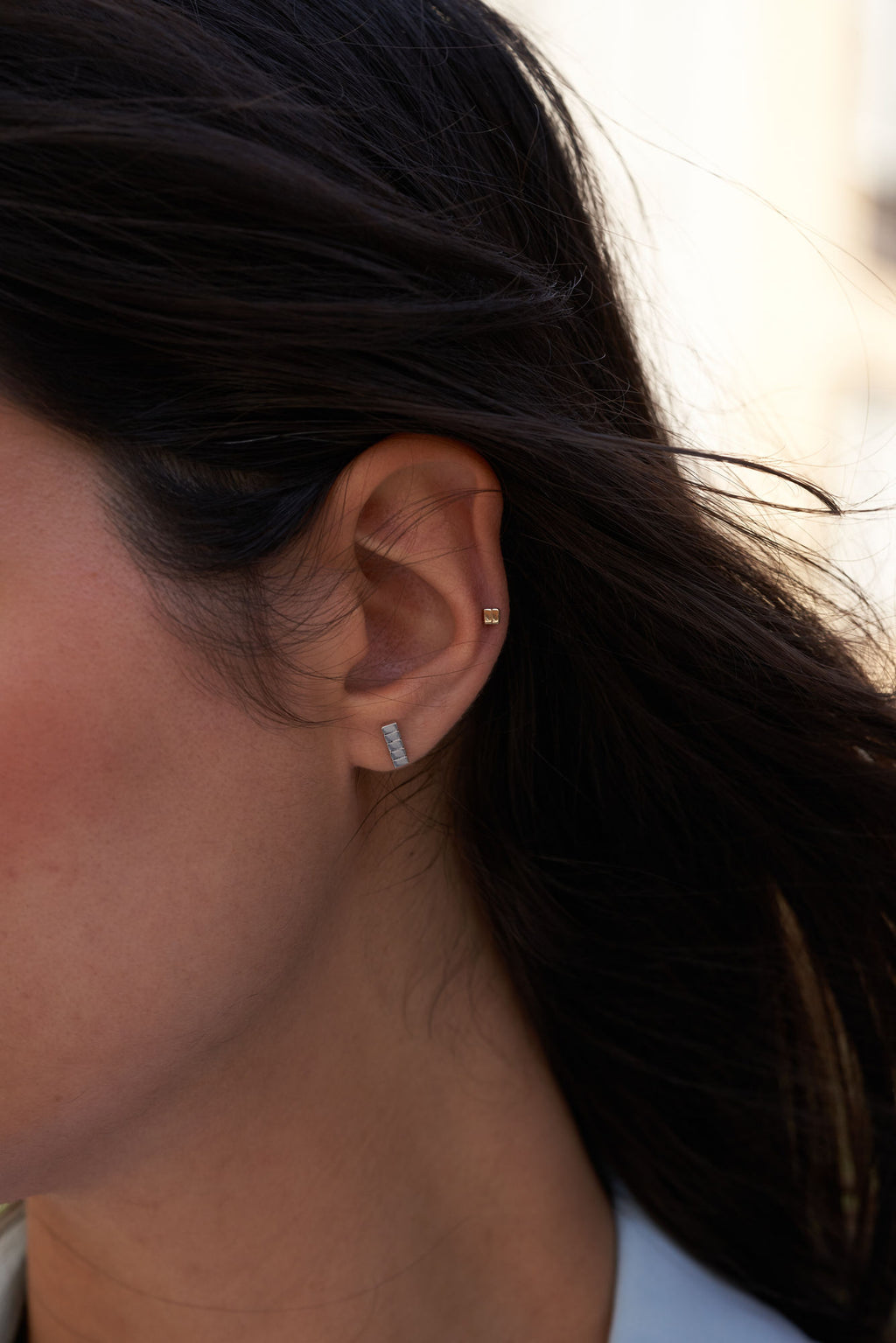 Facet 14K White Gold Studs