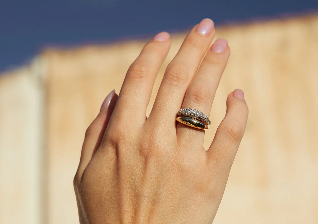 Pavè Dome 14K eller 18K Guld Ring