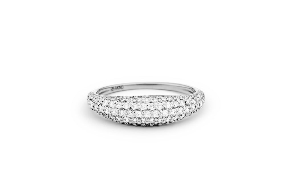 Pavè Dome 14K or 18K Whitegold Ring