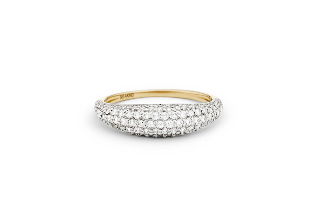 Pavè Dome 14K eller 18K Guld Ring