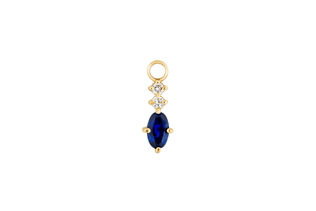 Safir Hoop Charm 14K Guld Ørering-vedhæng