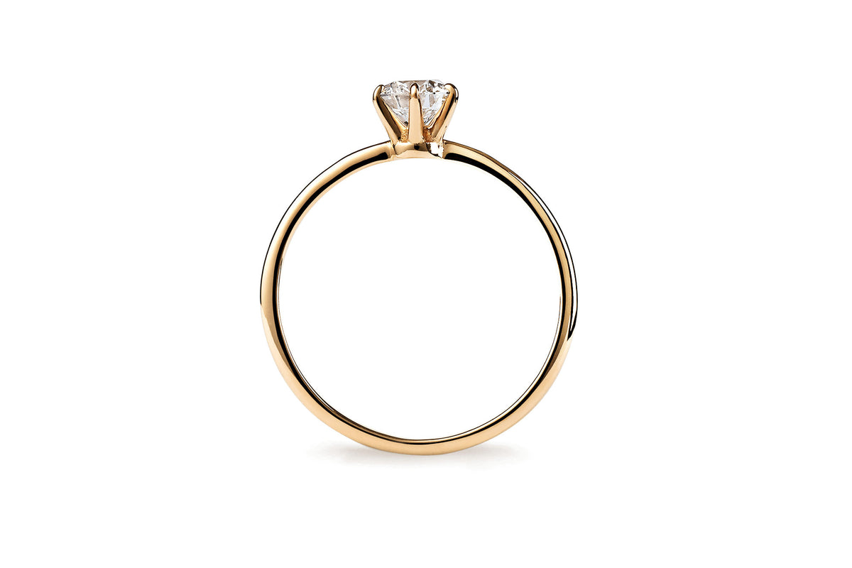 Six Prong 14K eller 18K Guld Ring m. 0.5ct Lab-Grown Diamant