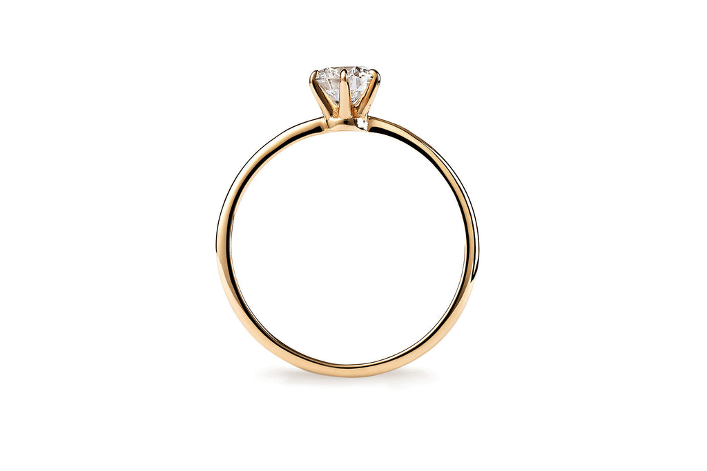 Six Prong 14K or 18K Gold Ring w. 0.5ct Lab-Grown Diamond