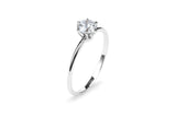 Six Prong 14K or 18K Whitegold Ring w. 0.5ct Lab-Grown Diamond