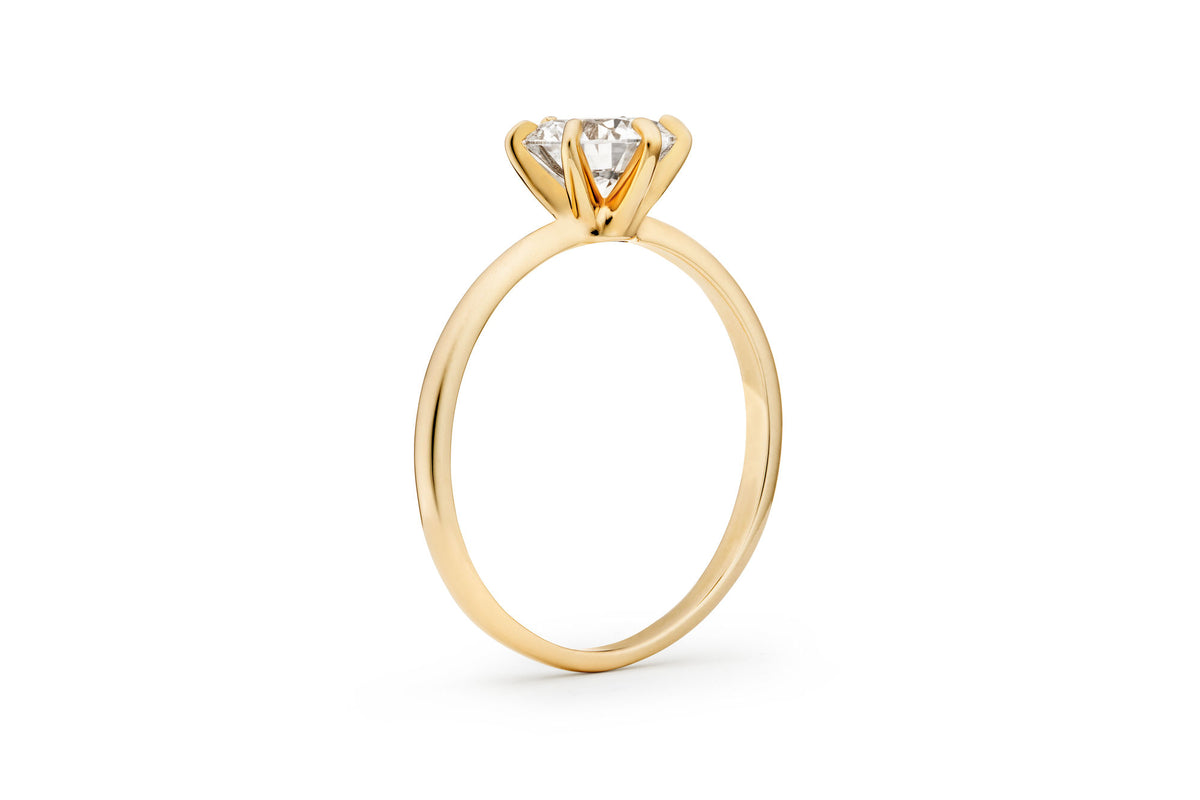 Sechs Stecker 14k oder 18k goldener Ring w. 1.0CT Labor gewachsen Diamant