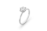 Six Prong 14K or 18K Whitegold Ring w. 1.0ct Lab-Grown Diamond