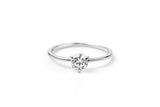 Three Prong 14K or 18K Whitegold Ring w. 0.5ct Lab-Grown Diamond
