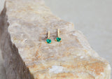Three Prong 14K Gold Emerald Stud
