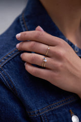 Vertikaler Baguette Diamond 14k Goldring