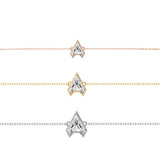 Alphabet Initial A 18K Gold, Rosegold or Whitegold Bracelet w. Solitaire Lab-Grown Diamond
