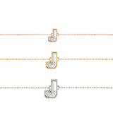 Armbånd med bogstavet J i 18K guld, Rosaguld eller Hvidguld m. en solitaire-Lab-Grown Diamant