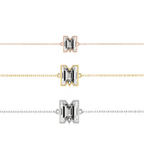 Alphabet Initial M 18K Gold, Rosegold or Whitegold Bracelet w. Solitaire Lab-Grown Diamond