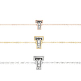 Armbånd med bogstavet T i 18K guld, Rosaguld eller Hvidguld m. en solitaire-Lab-Grown Diamant