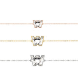 Armbånd med bogstavet W i 18K guld, Rosaguld eller Hvidguld m. en solitaire-Lab-Grown Diamant