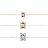 Armbånd med bogstavet X i 18K guld, Rosaguld eller Hvidguld m. en solitaire-Lab-Grown Diamant