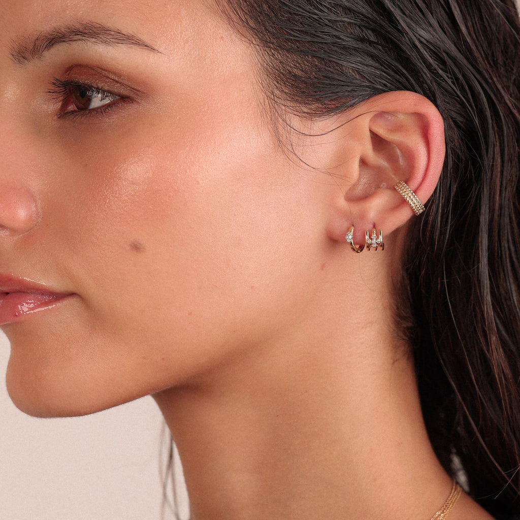 Eternity Mini 18K Gold Hoop w. Diamonds