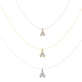 Alphabet 18K Gold, Rosegold or Whitegold Inital A Pendant w. Solitaire Lab-Grown Diamond