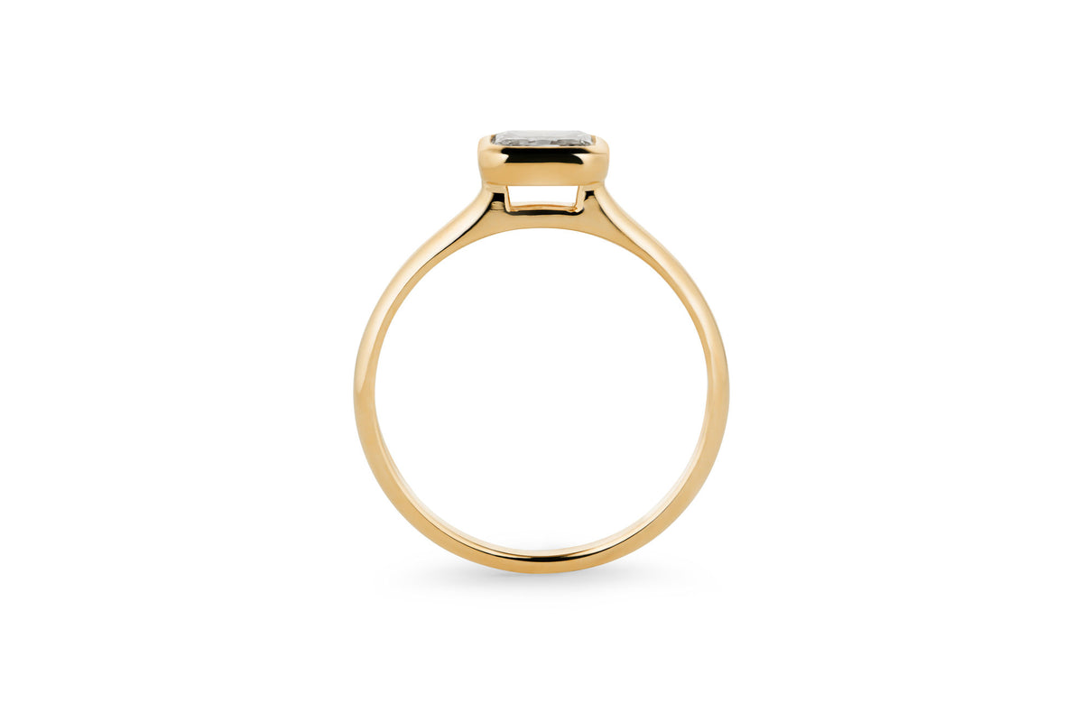 Radiant Bezel 0.5 CT 14k or 18k Gold Ring w. Lab-Grown Diamond
