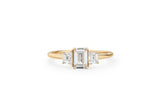 Three Stone 14k or 18k Gold Ring w. Lab-Grown Diamonds