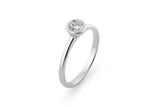 Bezel 0.3 CT 14k or 18k Whitegold Ring w. Lab-Grown Diamond