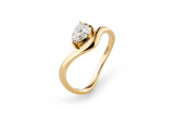 Curved Pear 14k or 18k Gold Ring w. Lab-Grown Diamond