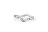 Curved Channel Pavé 14k or 18k Whitegold Ring w. Lab-Grown Diamonds