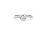 Bezel 0.3 CT 14k or 18k Whitegold Ring w. Lab-Grown Diamond