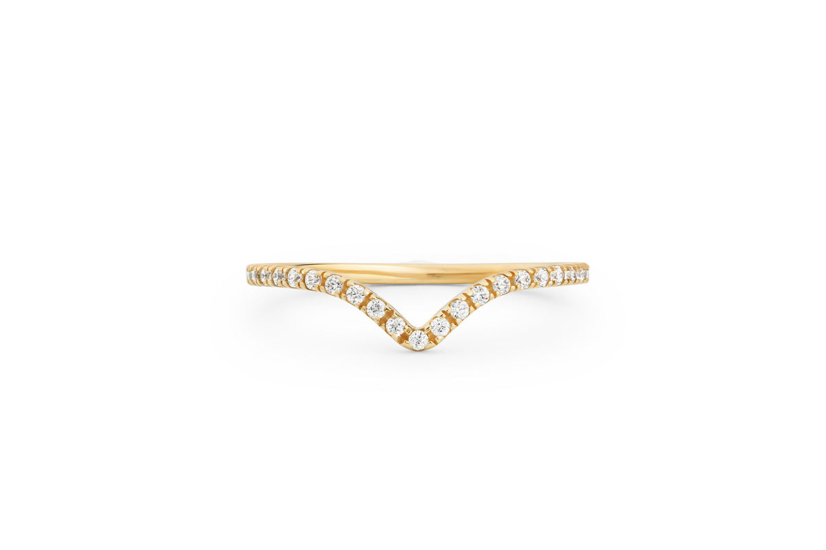 Wishbone 14k or 18k Gold Ring w. Lab-Grown Diamonds