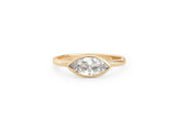 East West Marquise Bezel 14k or 18k Gold Ring w. Lab-Grown Diamond