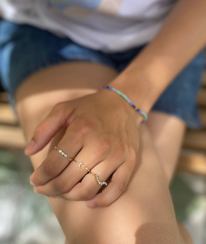 Tre Kædereaktioner 18K Guld Ring m. Diamanter