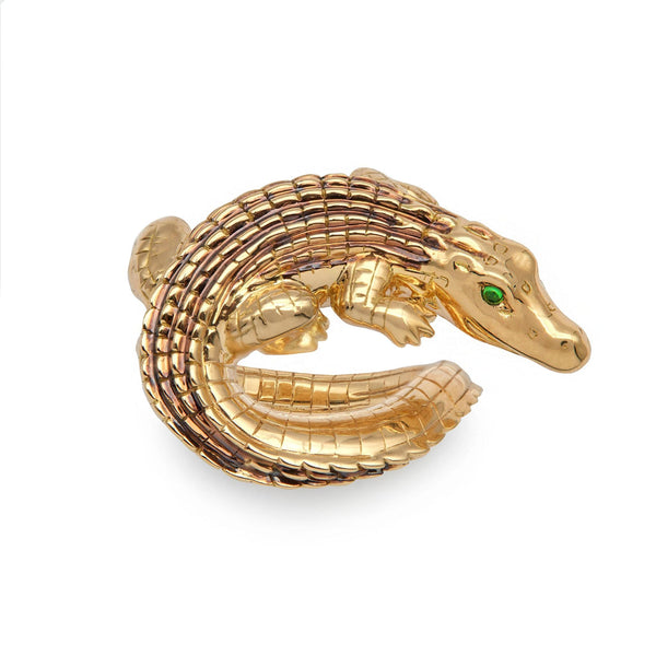 Alligator Twist 18K Gold Ring w. Tsavorite