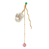 Amphitrite Gold Plated Earring w. Pearls & Chrysoprase