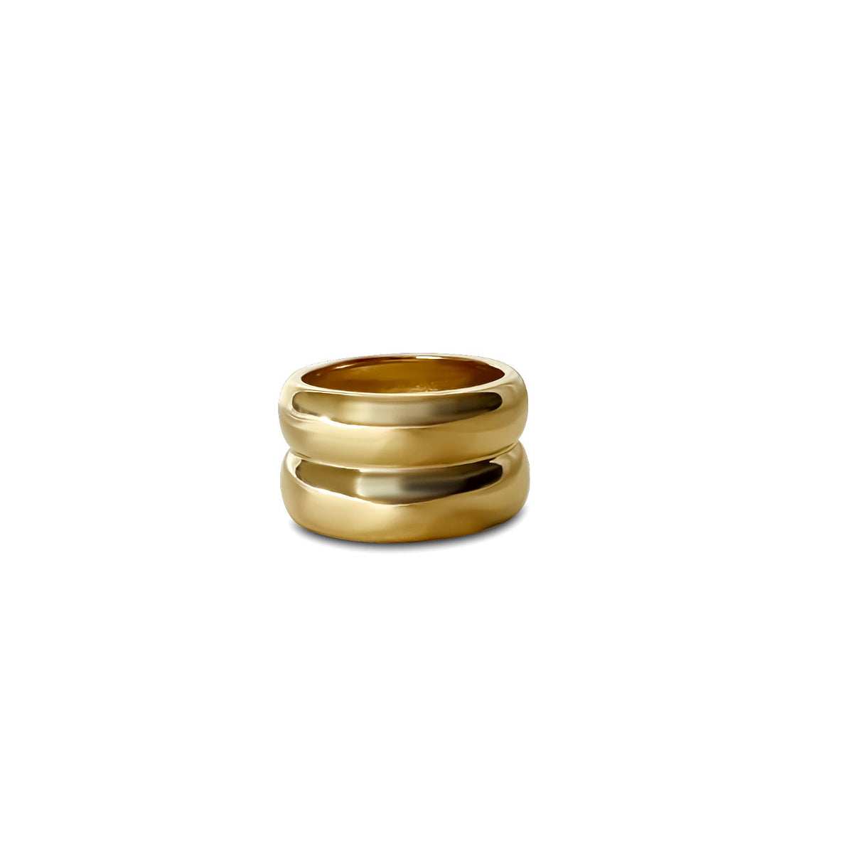 Double Dome 18K Forgyldt Ring